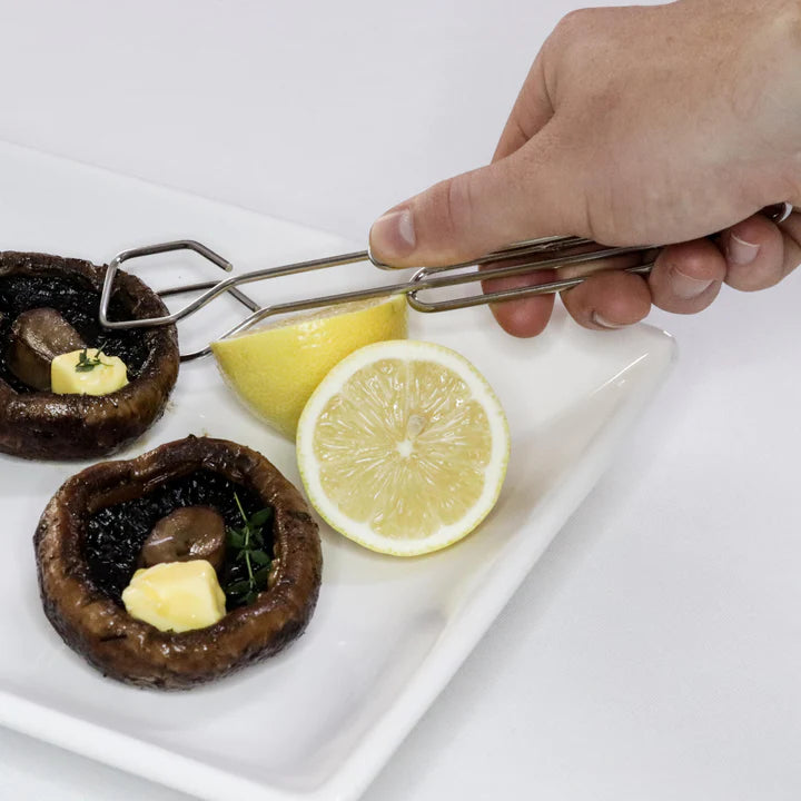3mm Wire Deli Tongs serving food into Plate