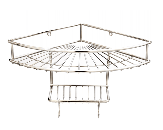 Stainless Steel Single Deluxe Shower Corner Caddy 225x225x170mm
