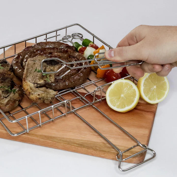 3mm Wire Deli Tongs serving food into Stainless Steel Grid