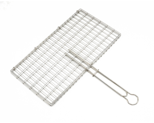 Stainless Steel Fish Braai Grid, Stainless Steel Snoek Braai Grid with handle