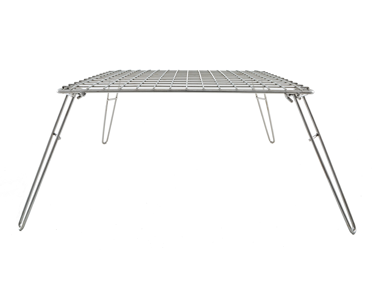 Stainless Steel Kalahari Flat Braai Grid on legs side view